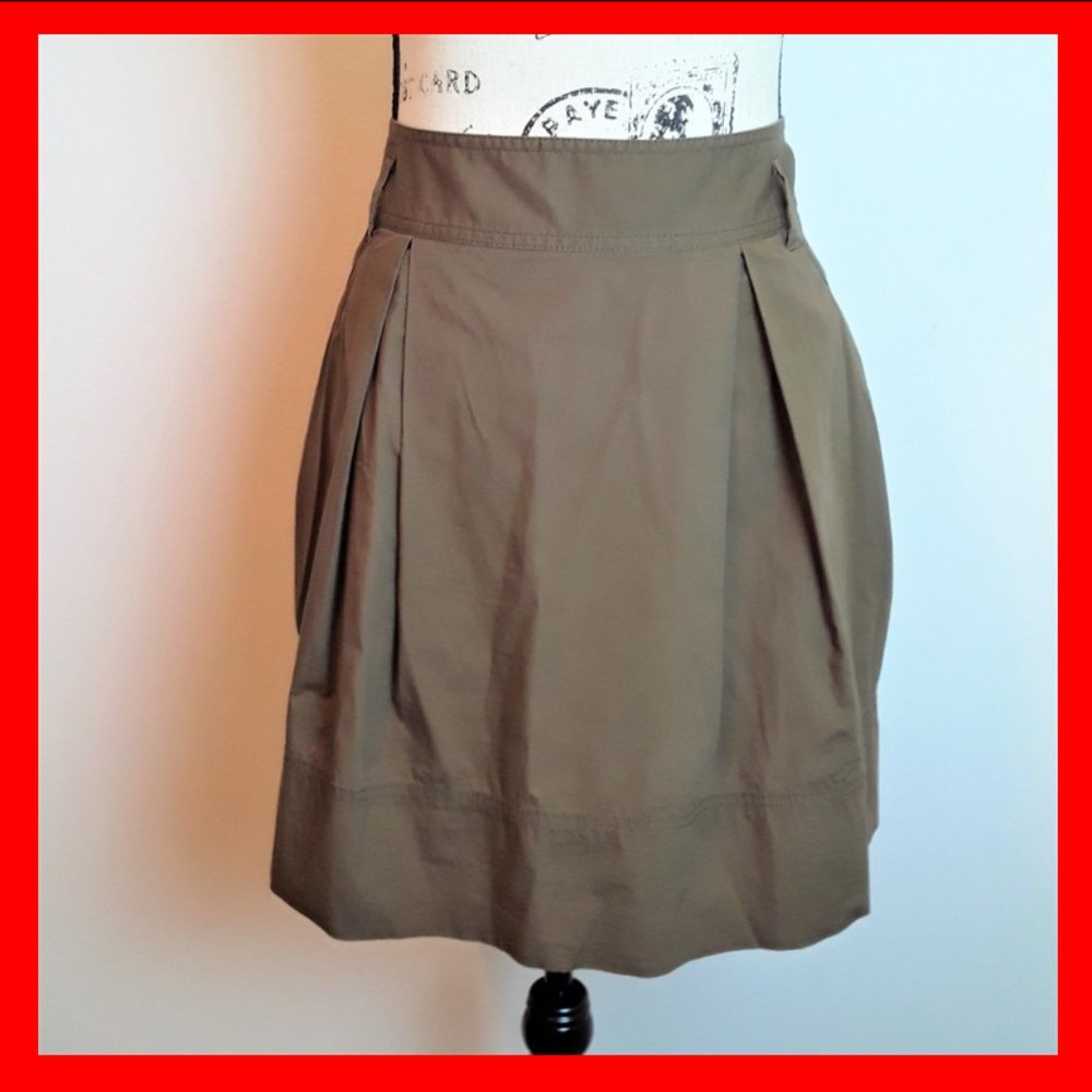 Martin + Osa Olive Green A-Line Pleated Skirt